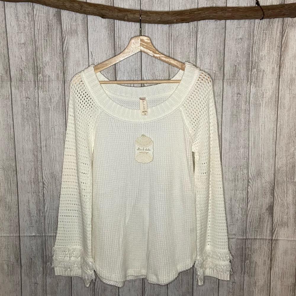 NWT Altar’d State Ivory Waffle Knit Sweater